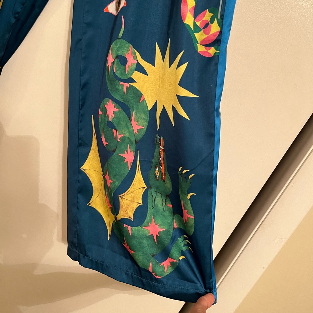 Silky Polyester Lounge Pants With Pockets Size L - Picture 3 of 8